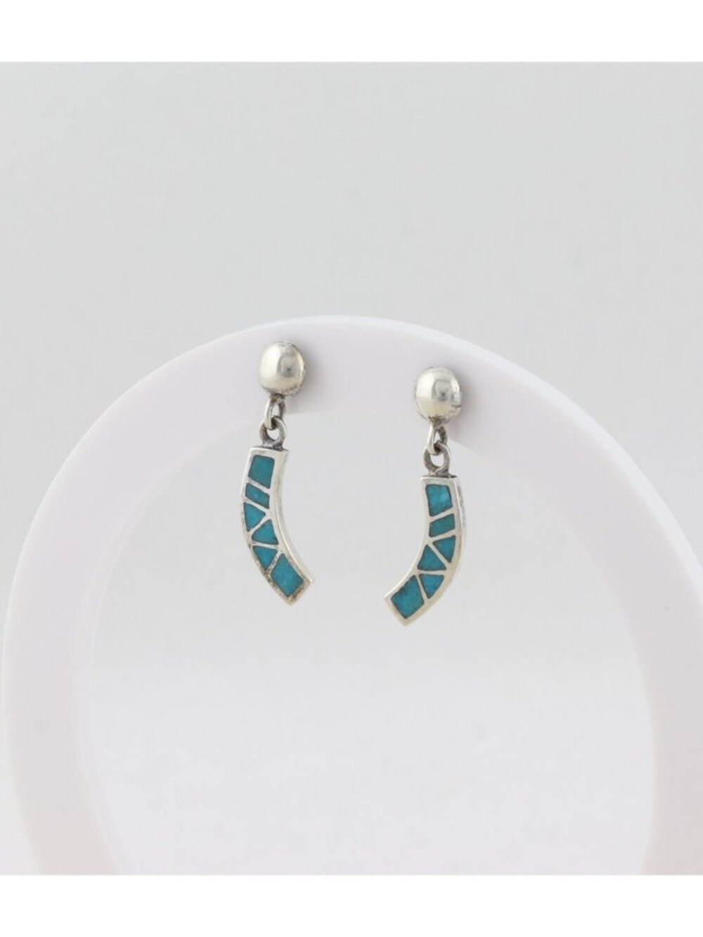 Sterling Silver Natural Turquoise Earrings Dangle Drop 1" x 3/16" inch - Picture 6 of 7